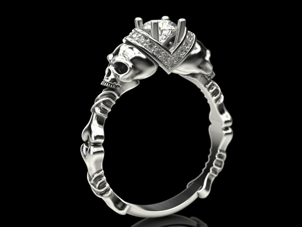 Skull Engagement Ring 5 3D print model_7