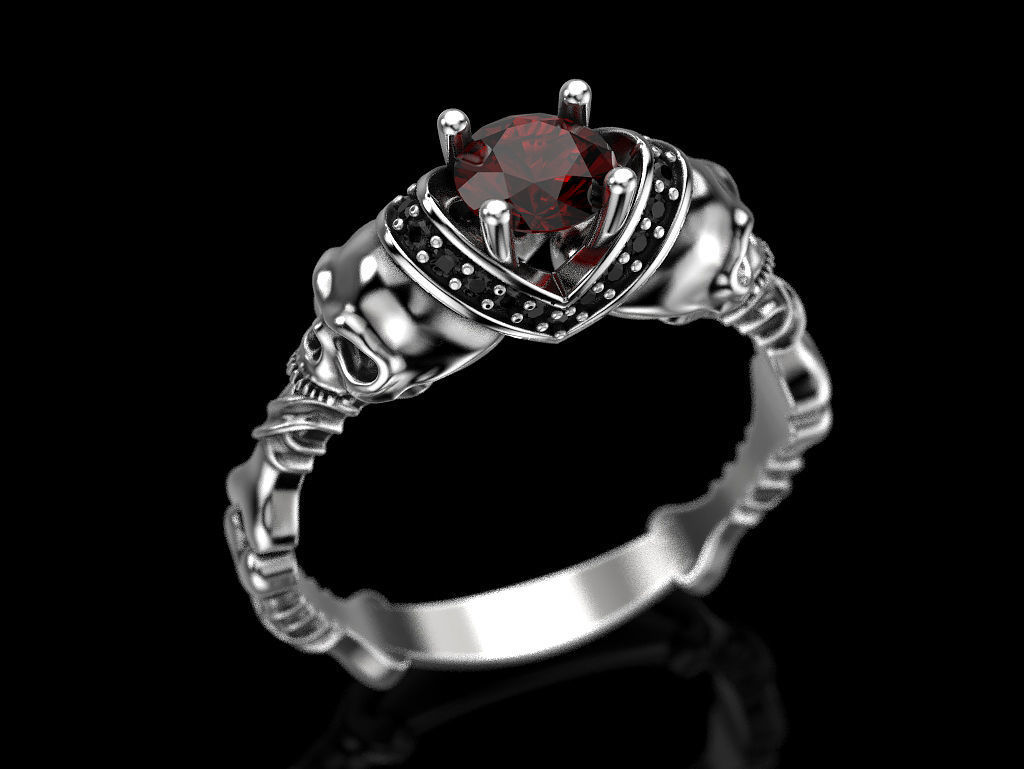 Skull Engagement Ring 5 3D print model_2