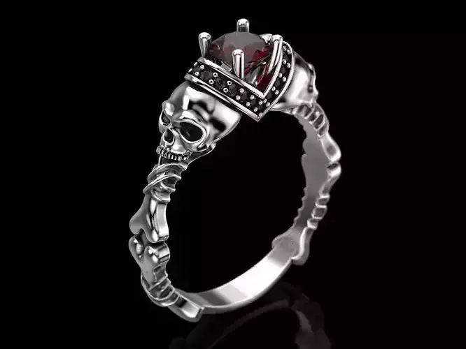 Skull Engagement Ring 5 3D print model