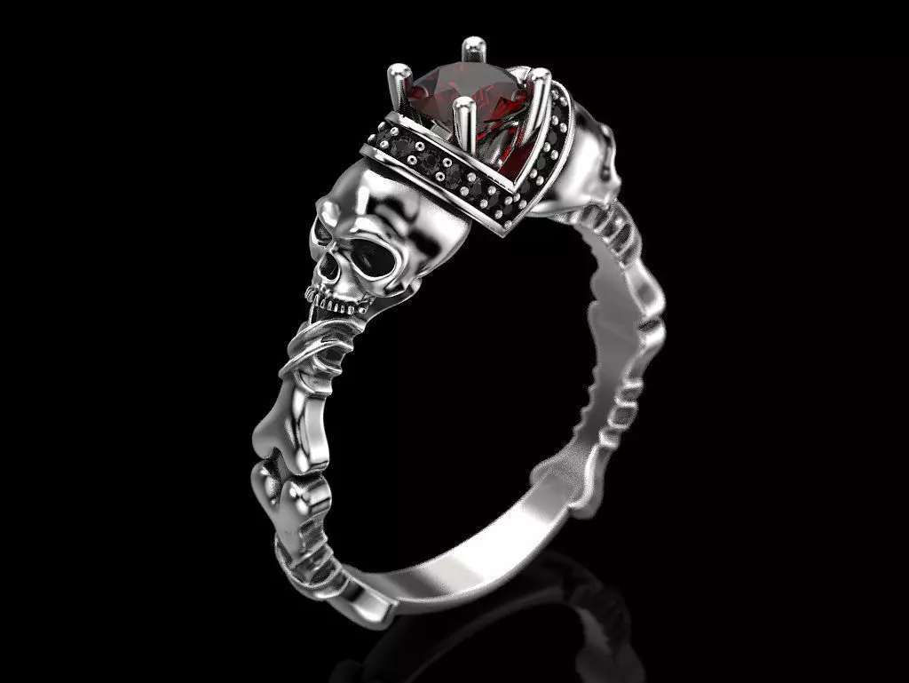 Skull Engagement Ring 5 3D print model_0