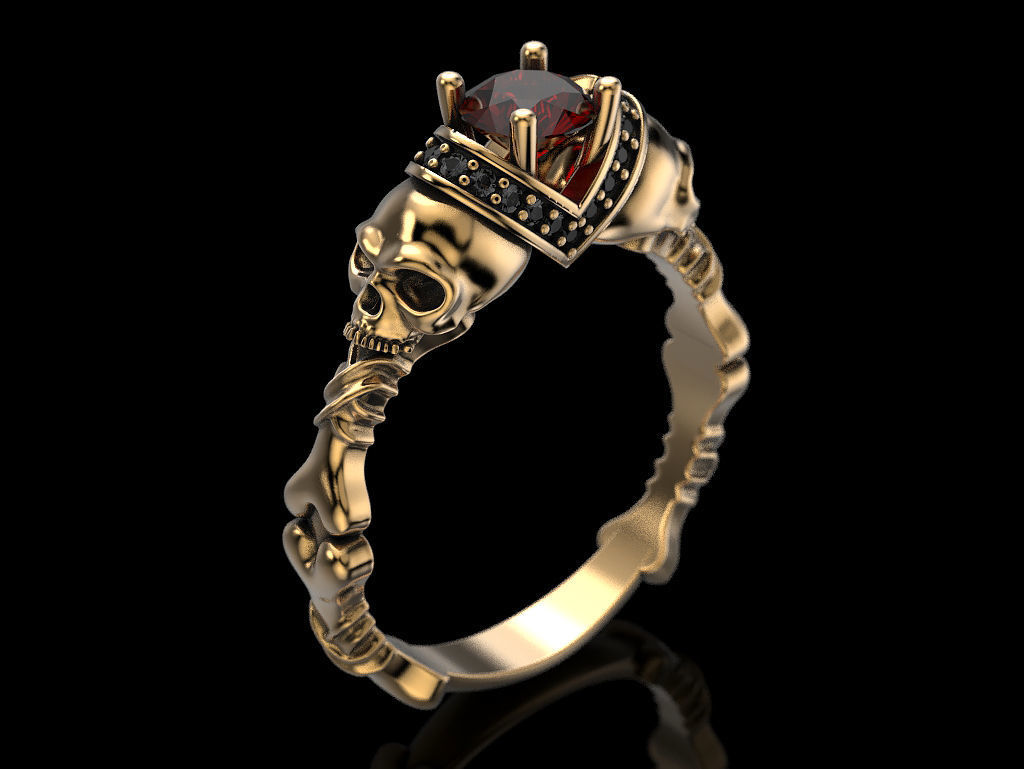 Skull Engagement Ring 5 3D print model_10