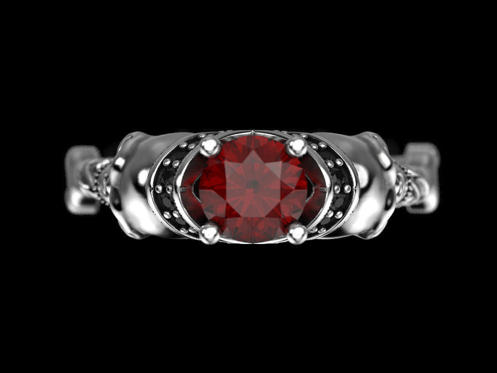 Skull Engagement Ring 5 3D print model_5