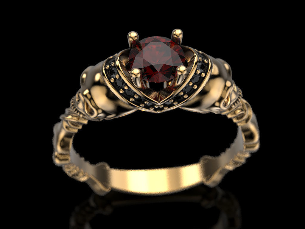 Skull Engagement Ring 5 3D print model_11