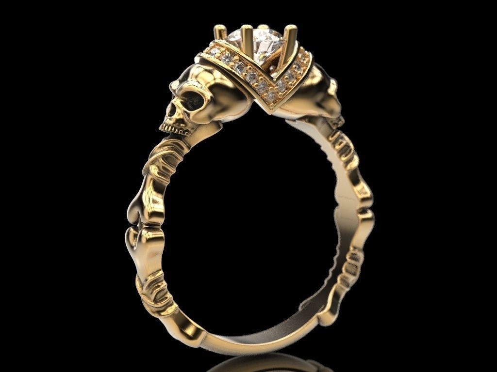 Skull Engagement Ring 5 3D print model_13