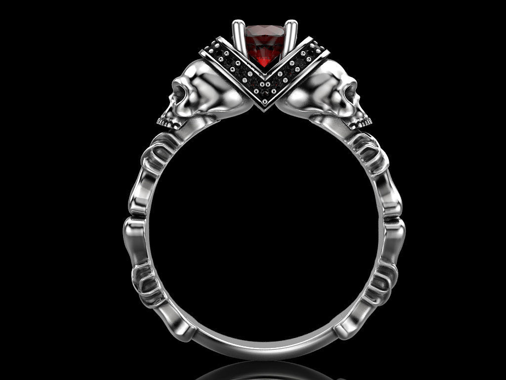 Skull Engagement Ring 5 3D print model_3