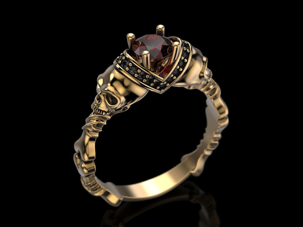 Skull Engagement Ring 5 3D print model_9