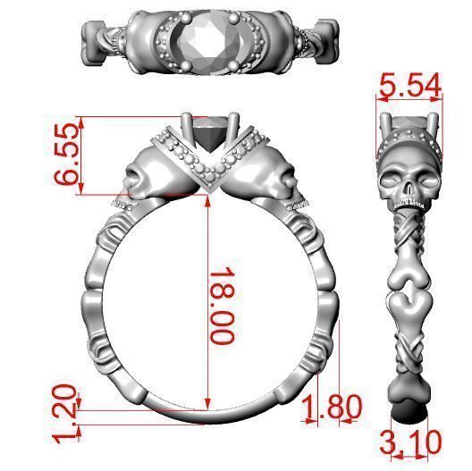 Skull Engagement Ring 5 3D print model_15