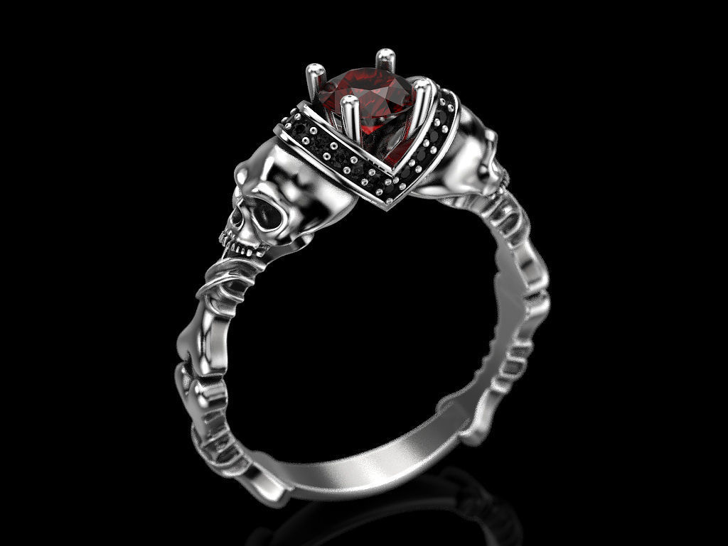 Skull Engagement Ring 5 3D print model_1