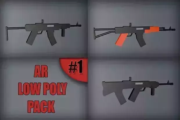 Assault Rifle Low poly package Low-poly 3D model