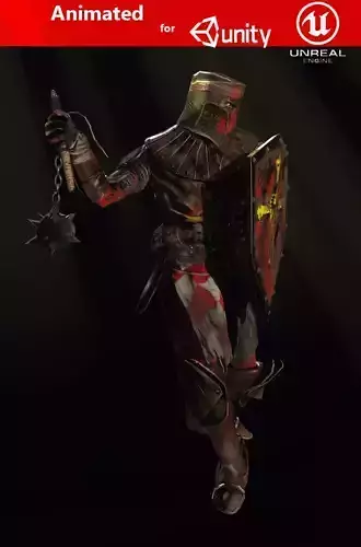 crusader with a club Free low-poly 3D model