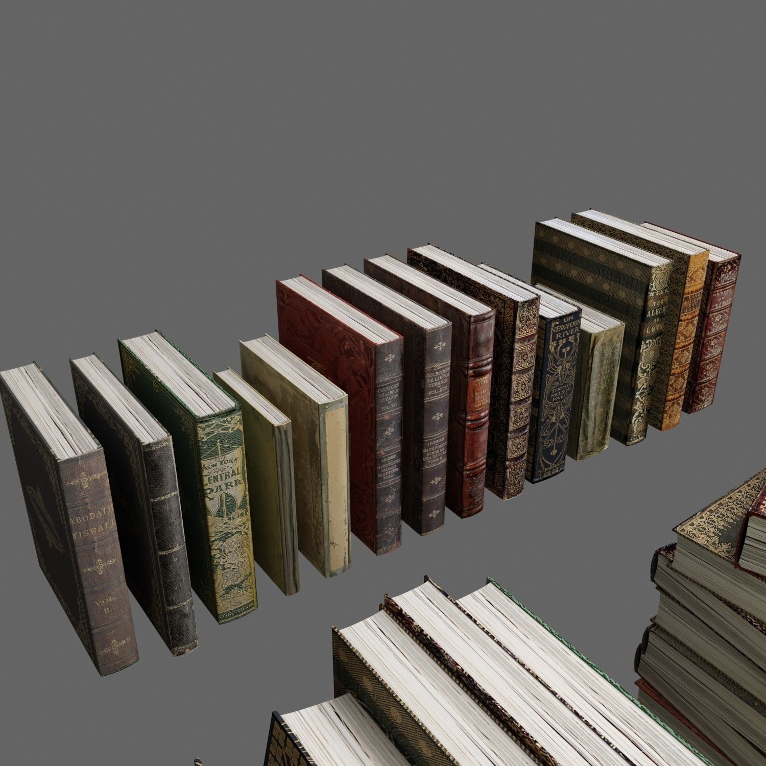 old books pack 001 collection  Low-poly 3D model_1