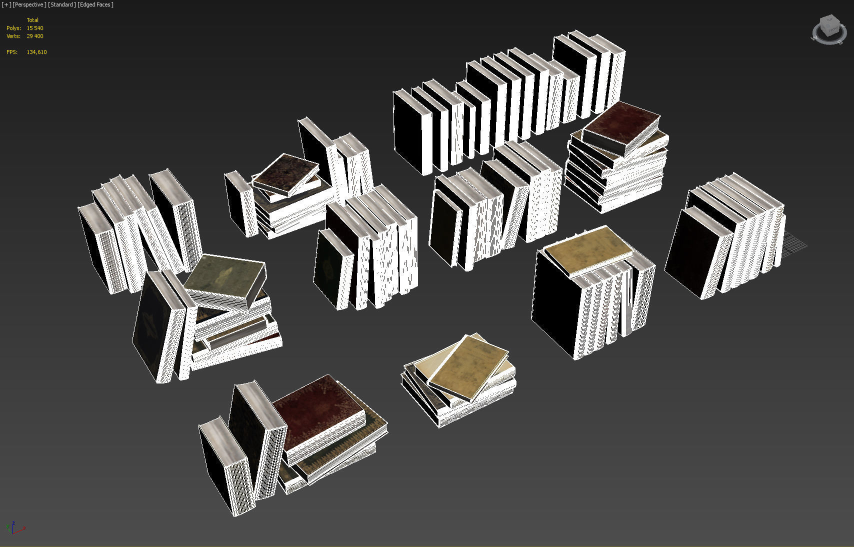 old books pack 001 collection  Low-poly 3D model_2