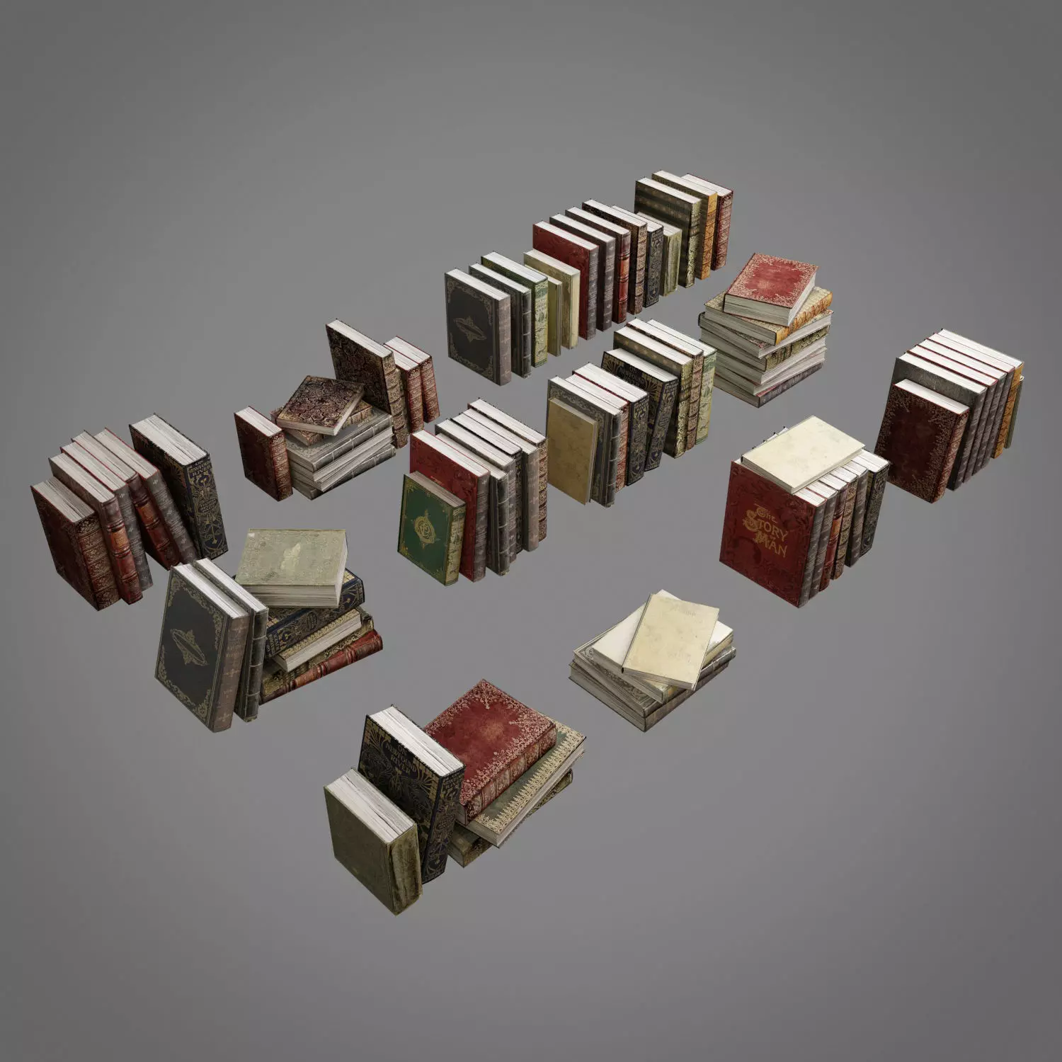 old books pack 001 collection  Low-poly 3D model_0