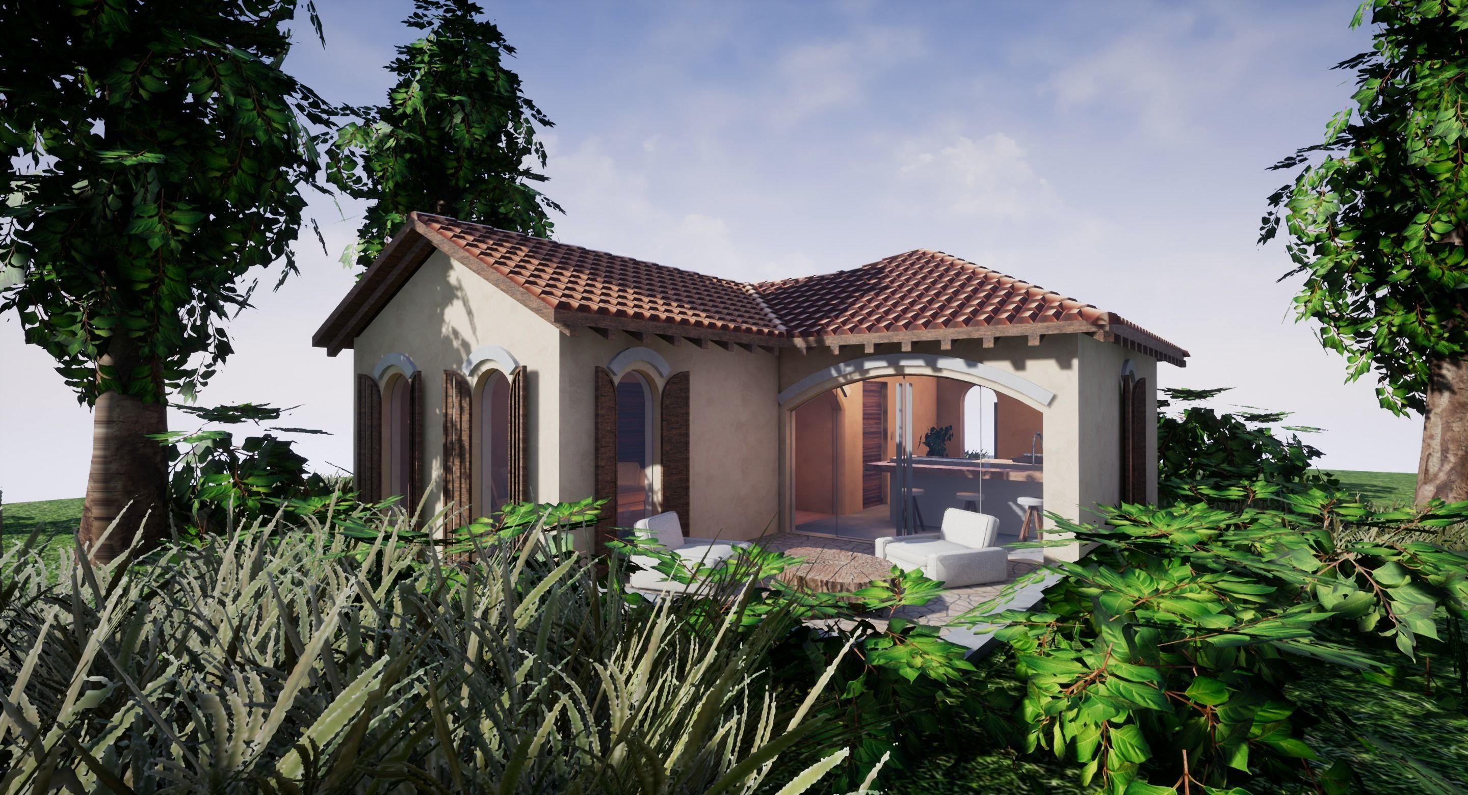 SHC Spanish Modern House 1 Low-poly 3D model_1