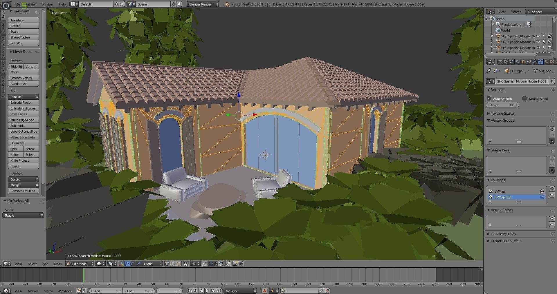 SHC Spanish Modern House 1 Low-poly 3D model_4