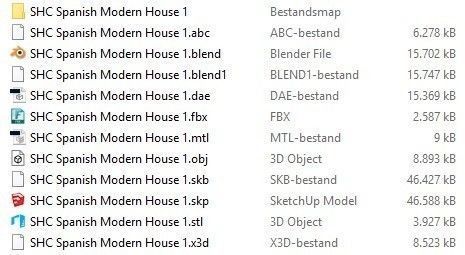 SHC Spanish Modern House 1 Low-poly 3D model_5