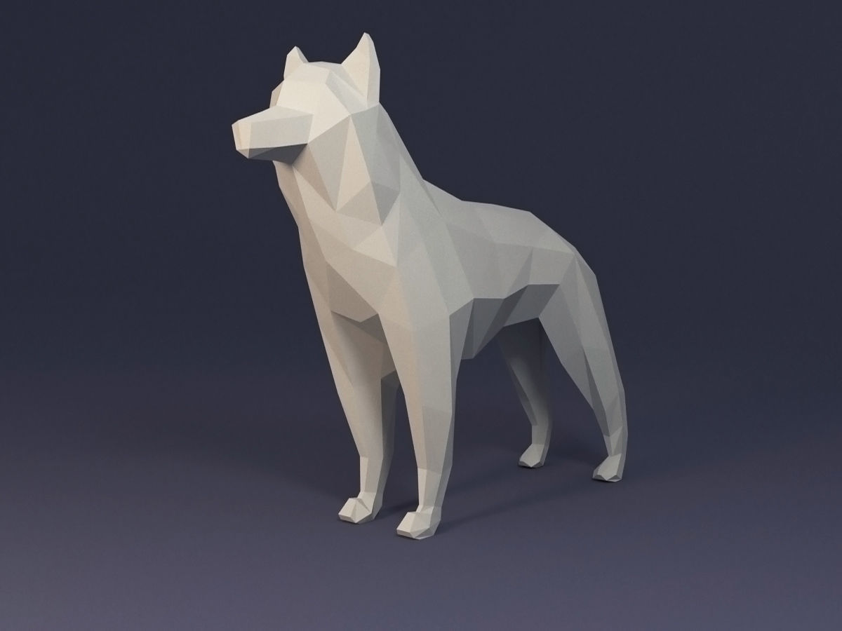 Low Poly Dog Husky Low-poly 3D model_3