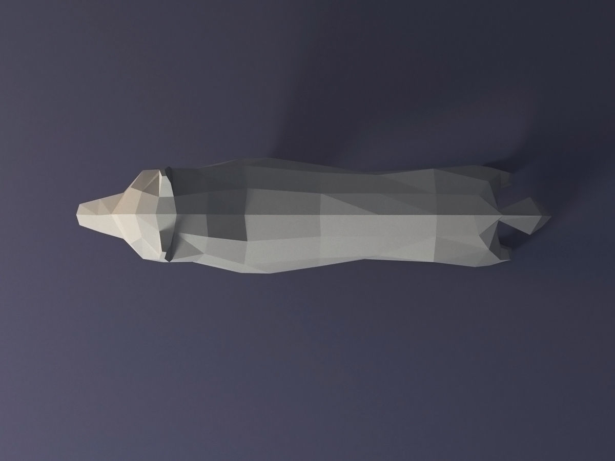 Low Poly Dog Husky Low-poly 3D model_5