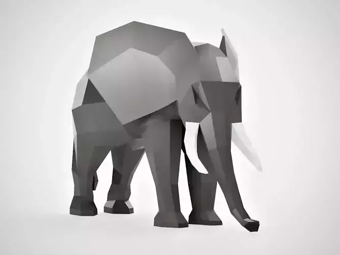 Low Poly Elephant with tusks Low-poly 3D model