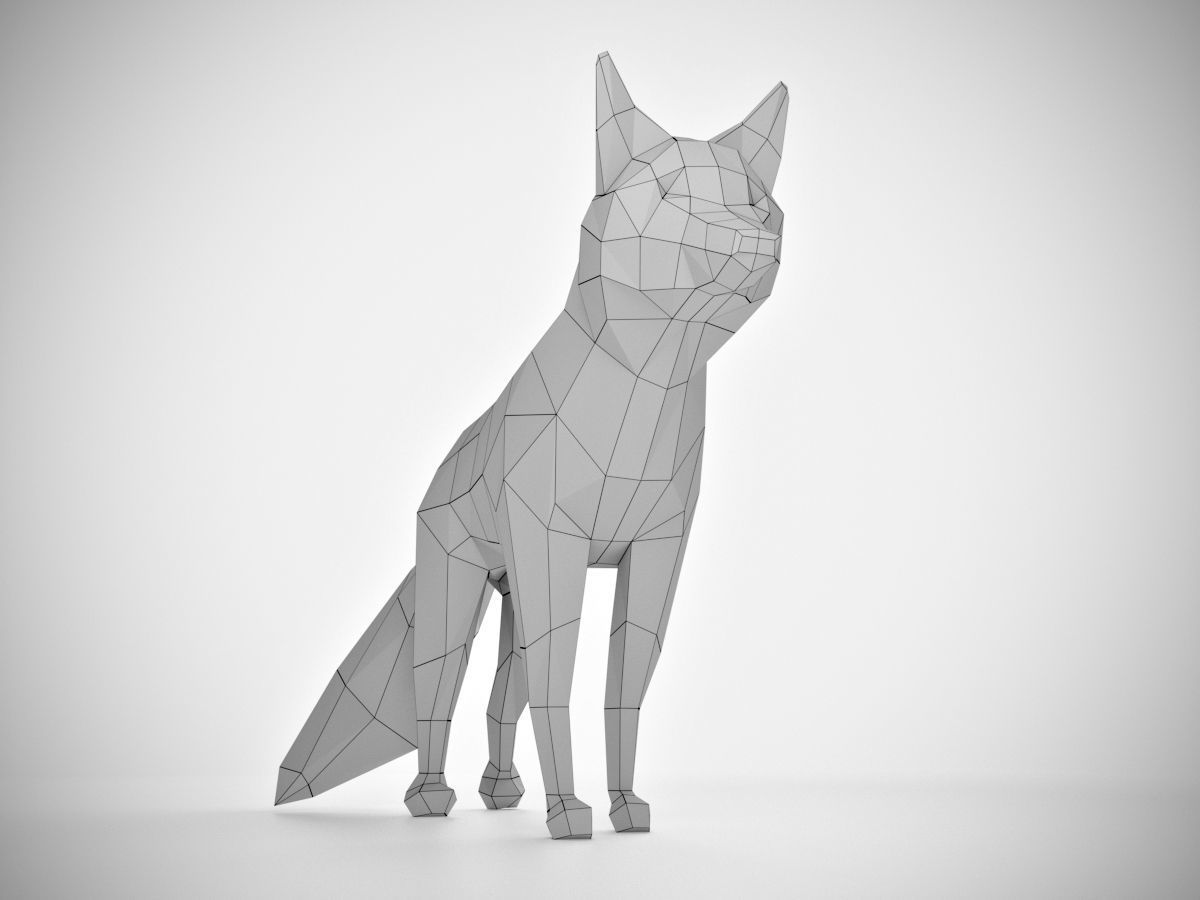 Low Poly Fox polygonal Low-poly 3D model_3