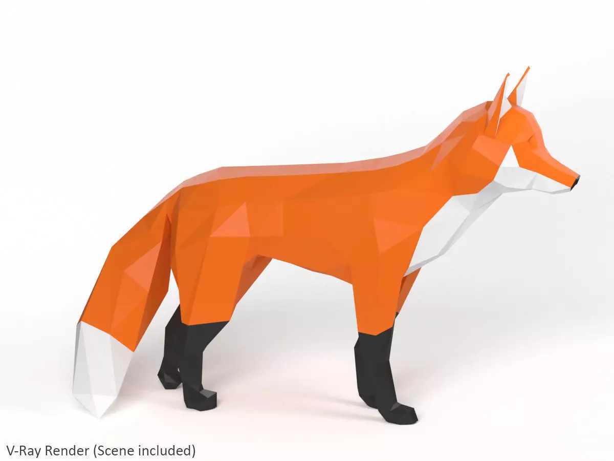 Low Poly Fox polygonal Low-poly 3D model_0
