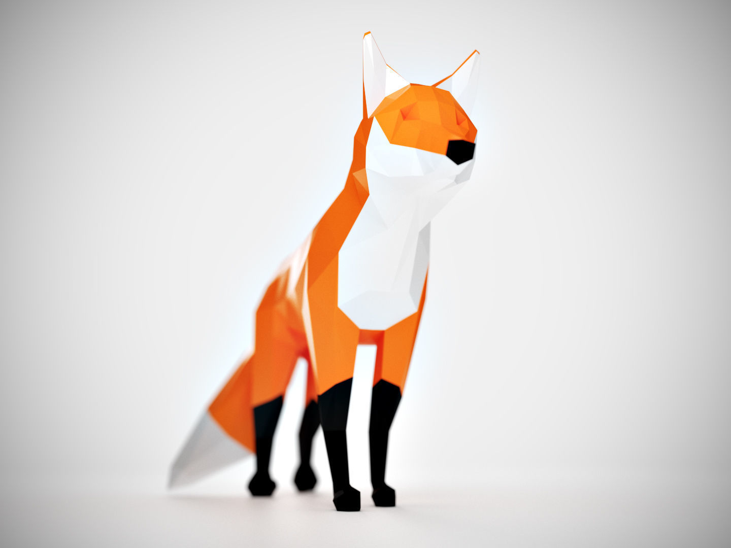 Low Poly Fox polygonal Low-poly 3D model_2