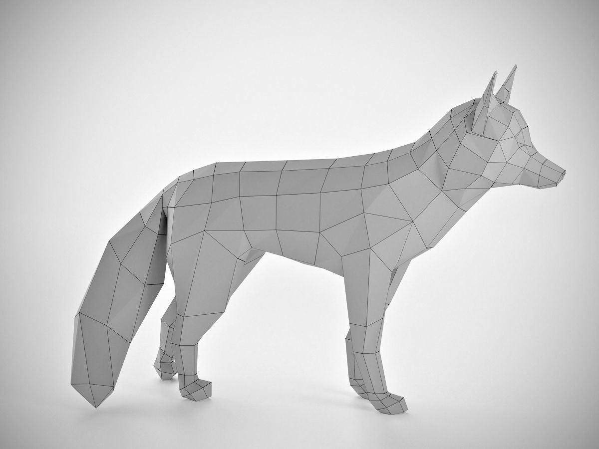 Low Poly Fox polygonal Low-poly 3D model_4