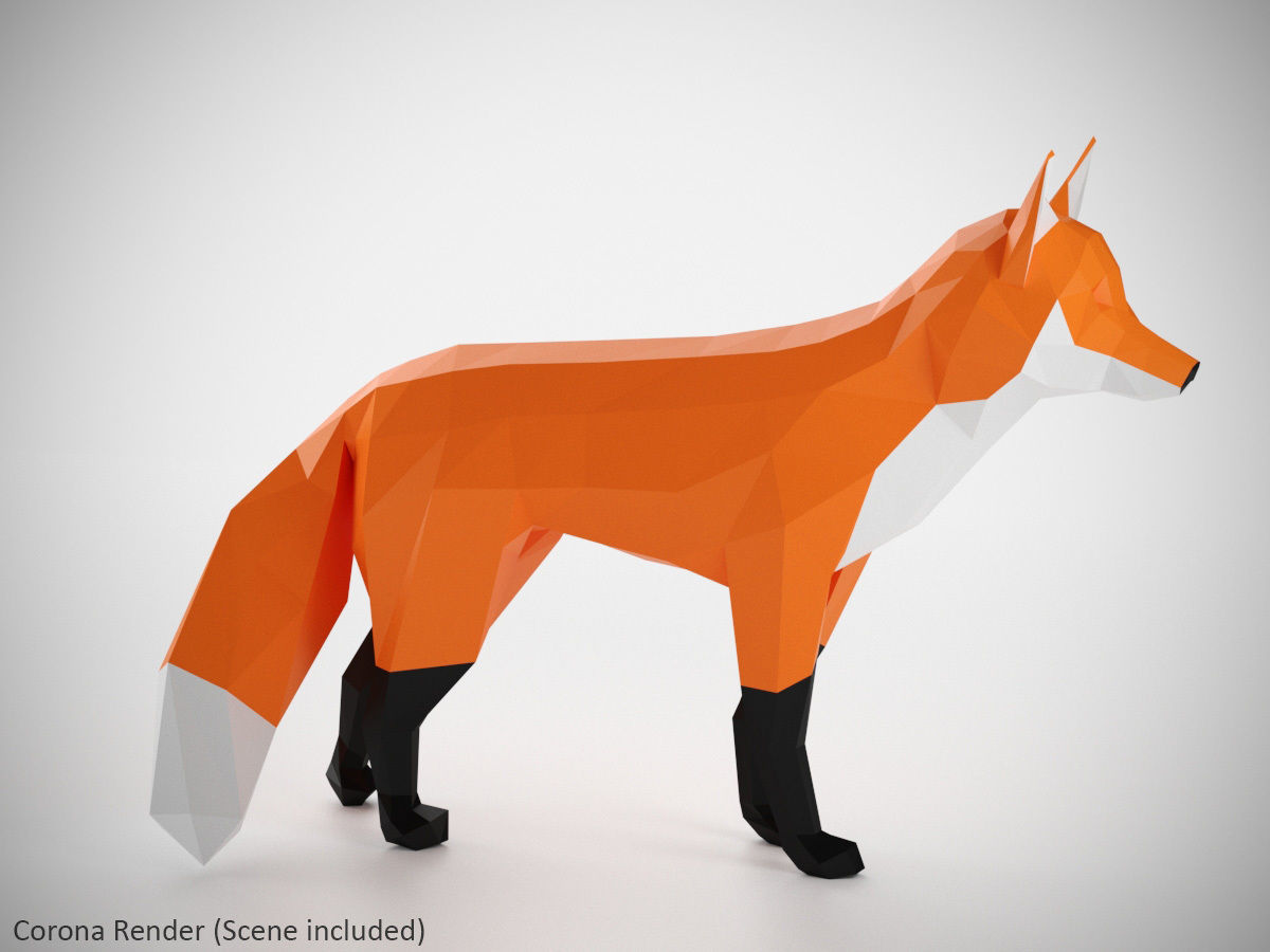 Low Poly Fox polygonal Low-poly 3D model_1