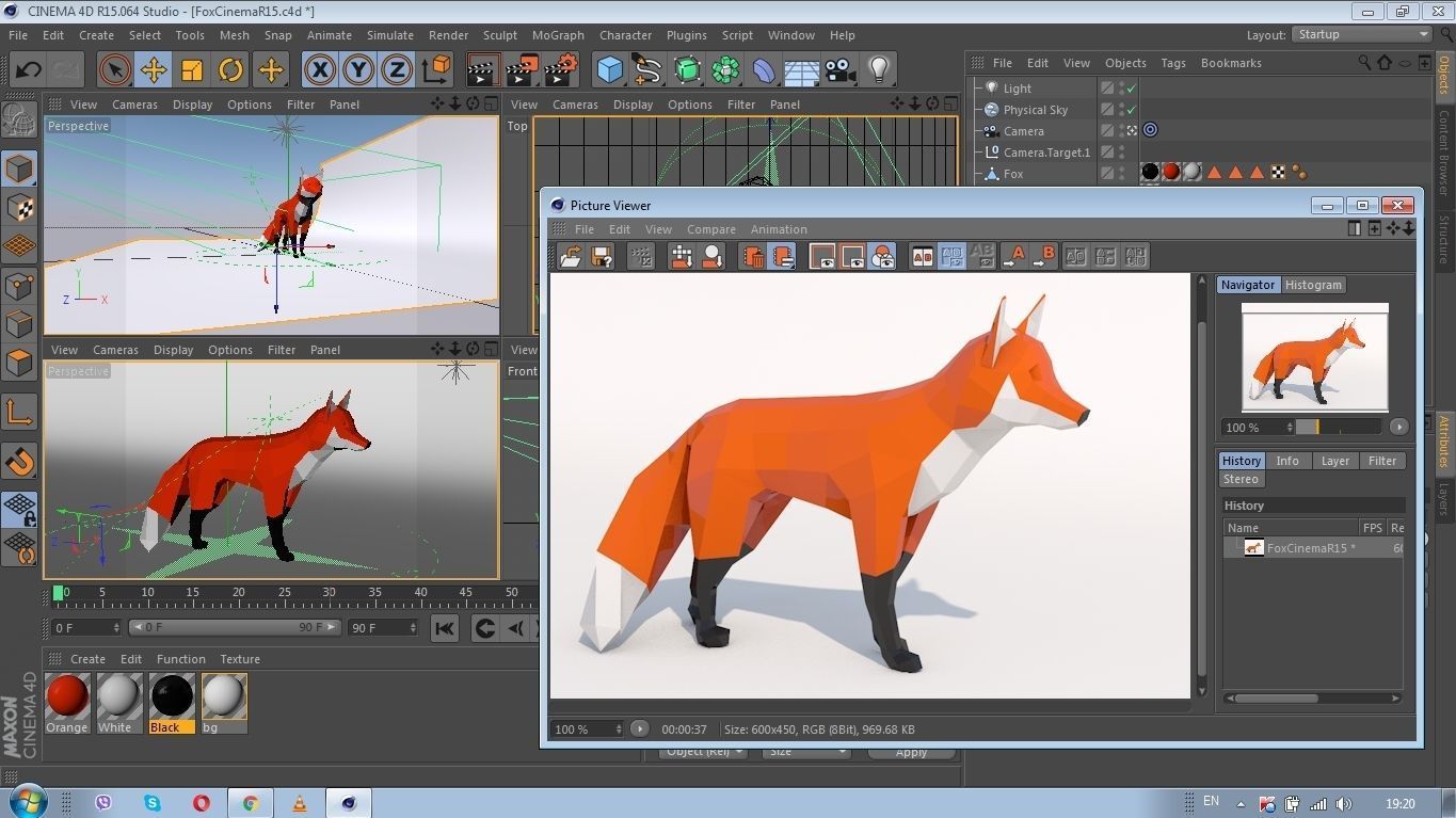 Low Poly Fox polygonal Low-poly 3D model_7