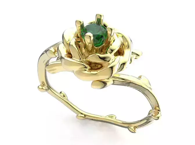 Ring005 emerald rose ring