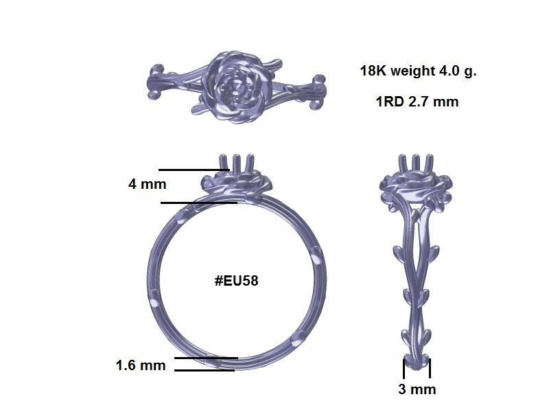 Ring005 emerald rose ring 3D print model_3