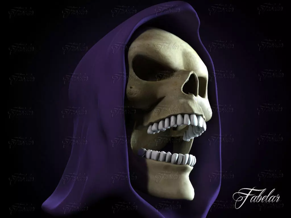 Skeletor skeleton skull with hood 3D model_0
