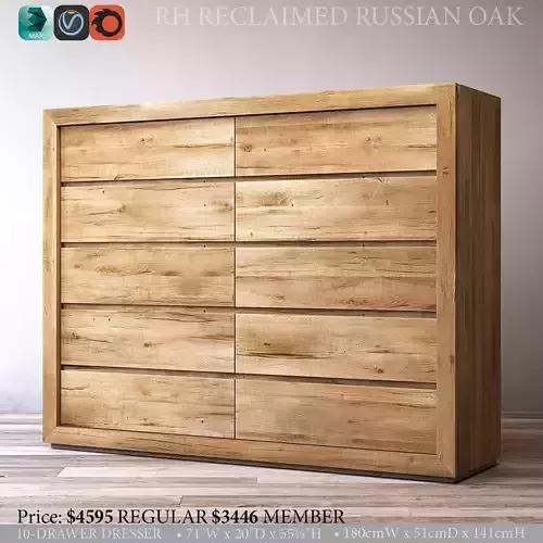 RH RECLAIMED RUSSIAN OAK 10-DRAWER DRESSER