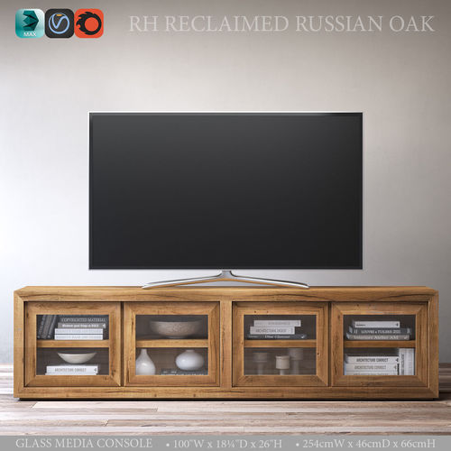 RH RECLAIMED RUSSIAN OAK GLASS MEDIA CONSOLE 3D model