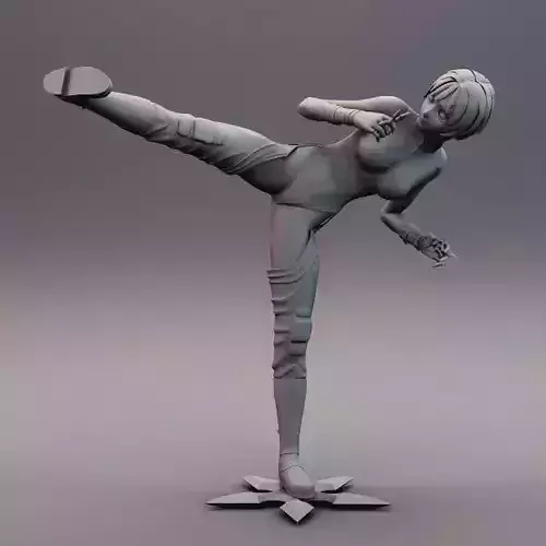 Sexy Anime Ninja throwing Shurikens 3D print model
