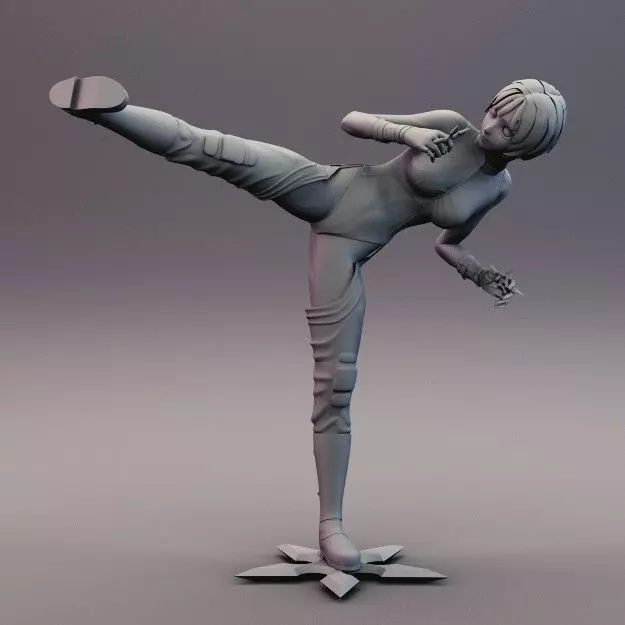 Sexy Anime Ninja throwing Shurikens 3D print model