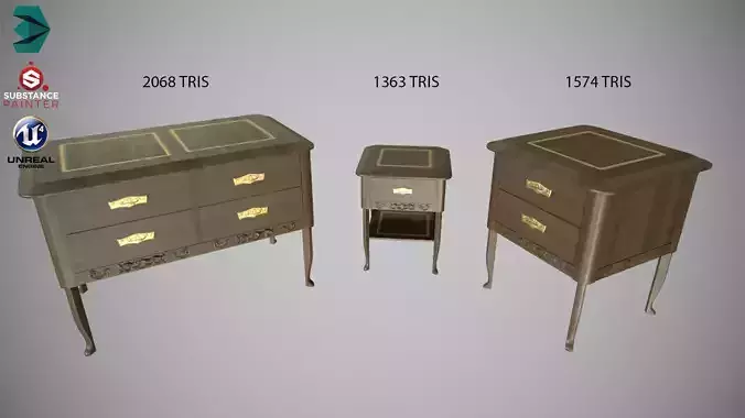Low Poly Night Stands PBR