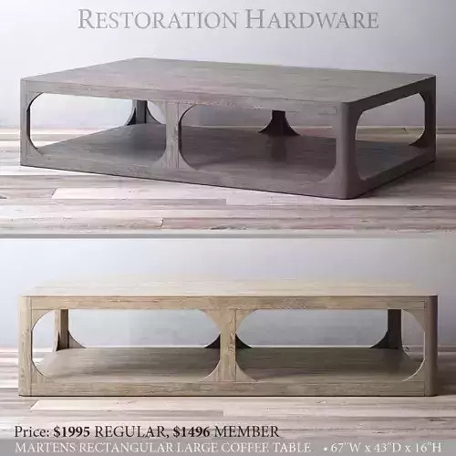 RH MARTENS RECTANGULAR LARGE COFFEE TABLE 3D model