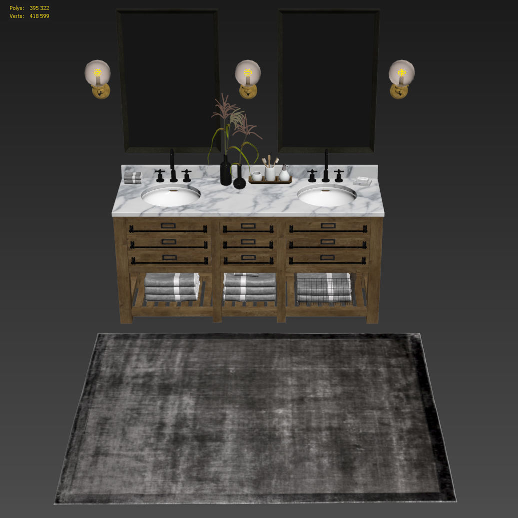 RH MERCANTILE DOUBLE VANITY SINK 3D model_4