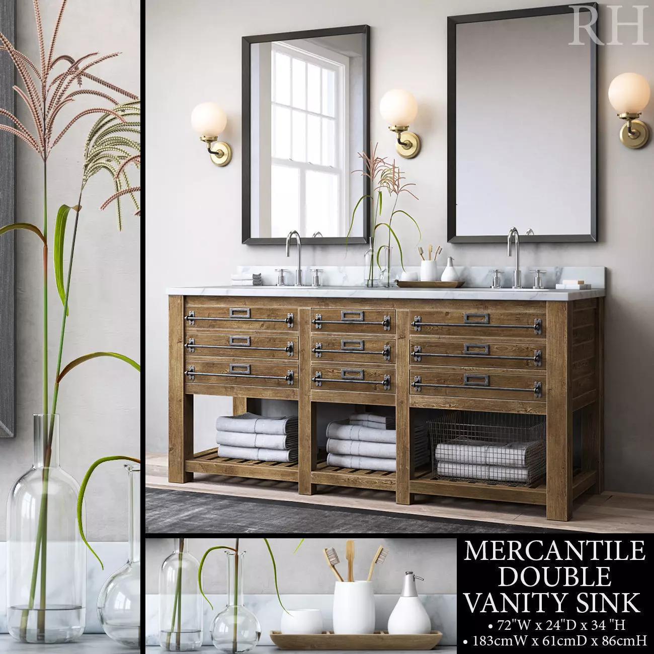 RH MERCANTILE DOUBLE VANITY SINK 3D model_0