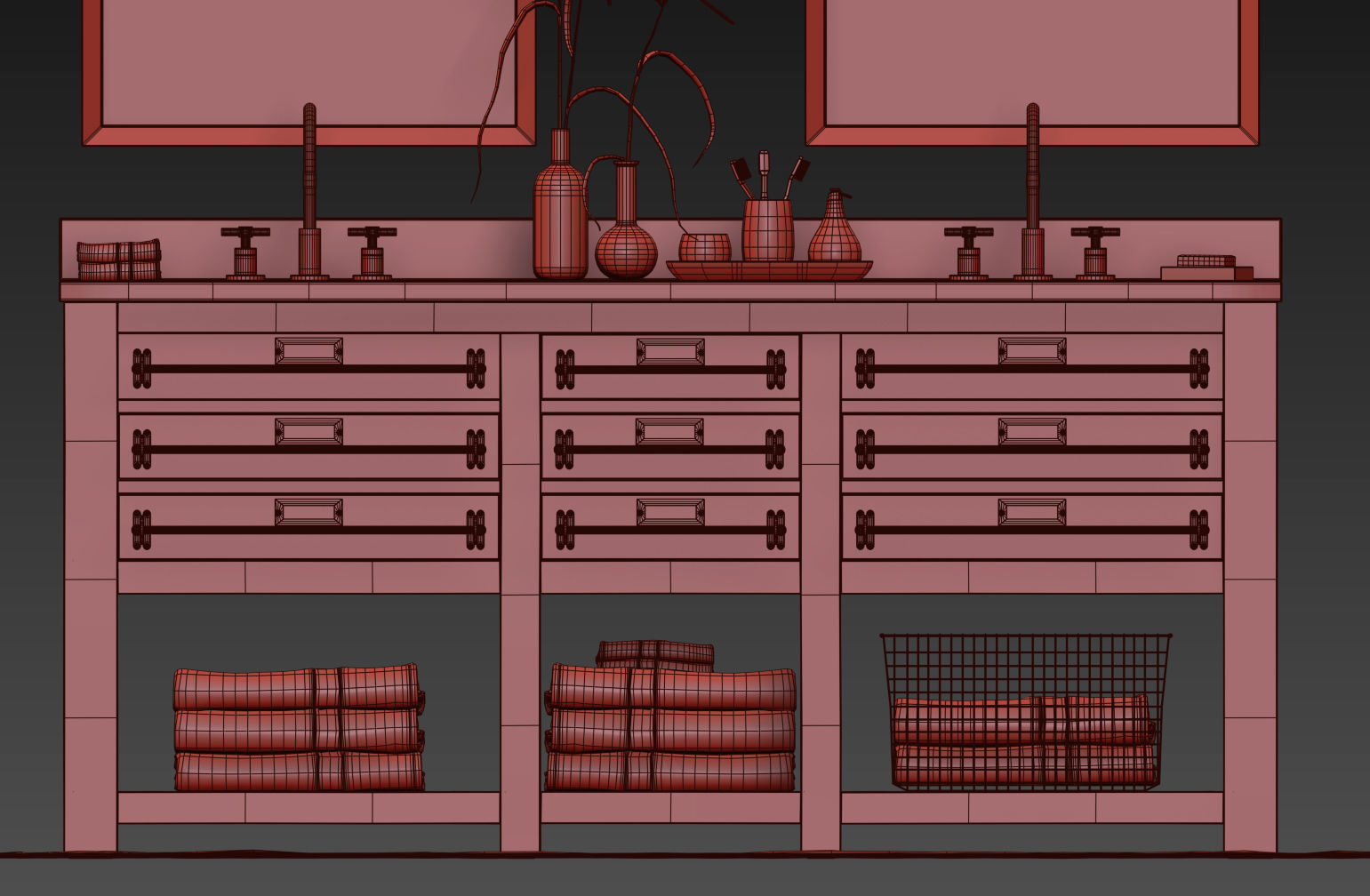 RH MERCANTILE DOUBLE VANITY SINK 3D model_8