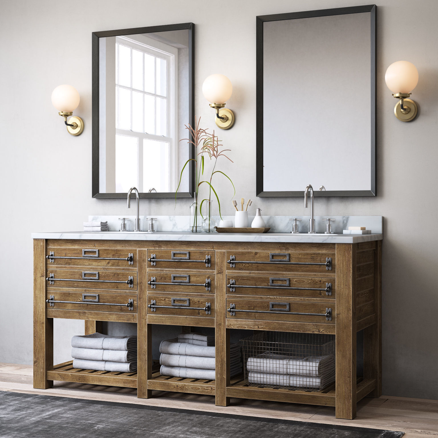 RH MERCANTILE DOUBLE VANITY SINK 3D model_1