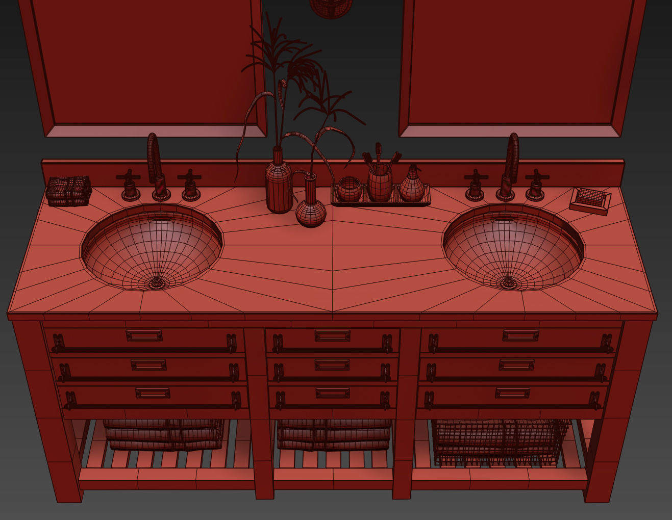 RH MERCANTILE DOUBLE VANITY SINK 3D model_9