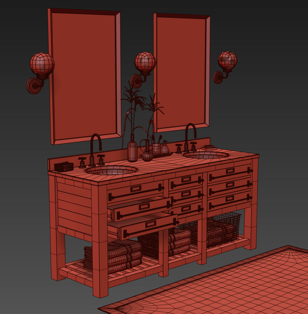 RH MERCANTILE DOUBLE VANITY SINK 3D model_7