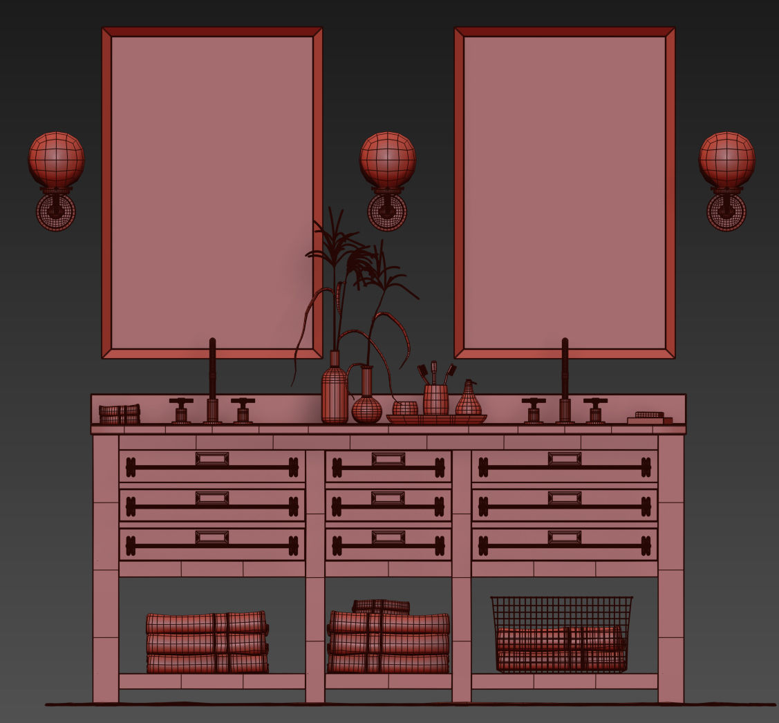 RH MERCANTILE DOUBLE VANITY SINK 3D model_6