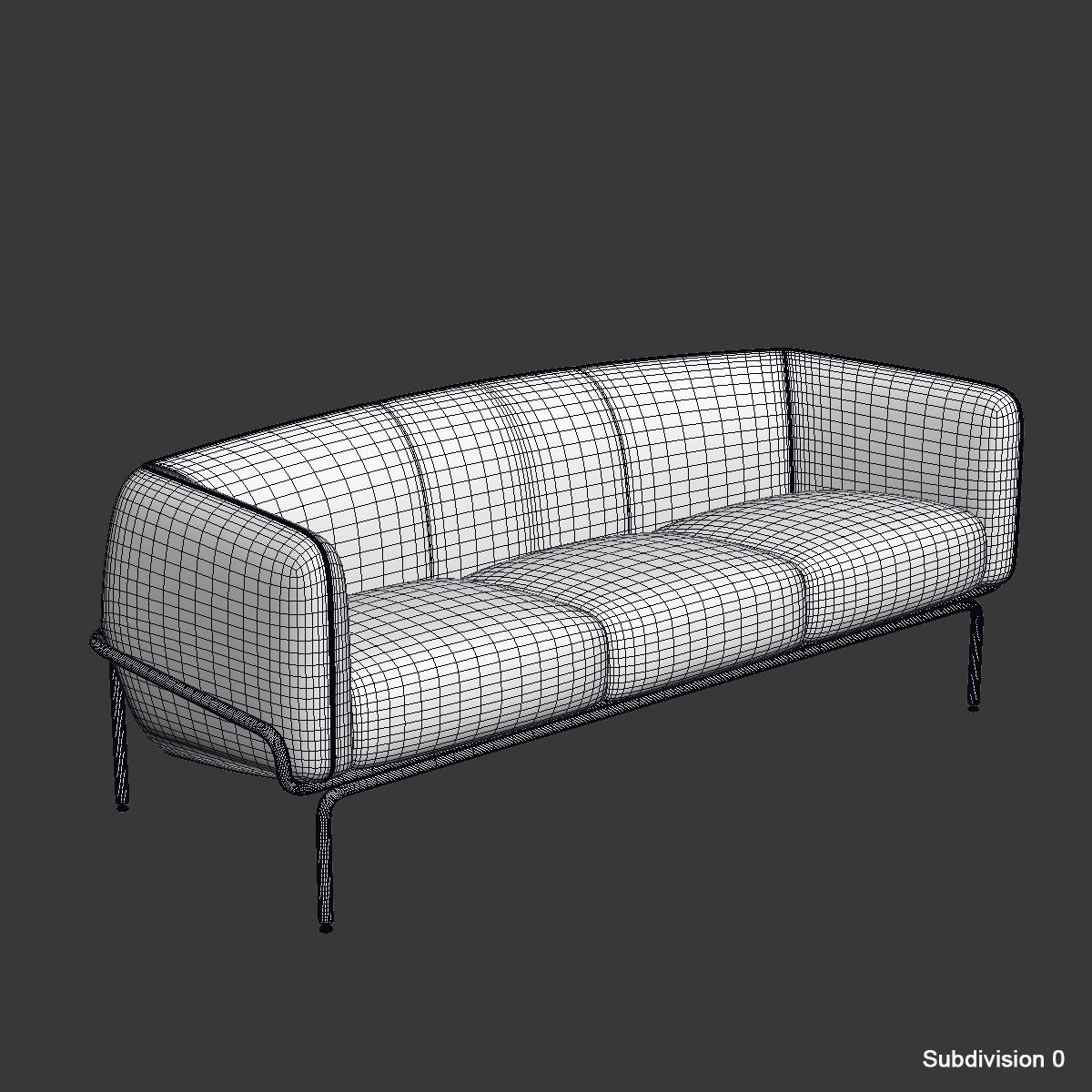 Chandigarh Sofa by moroso Low-poly 3D model_5