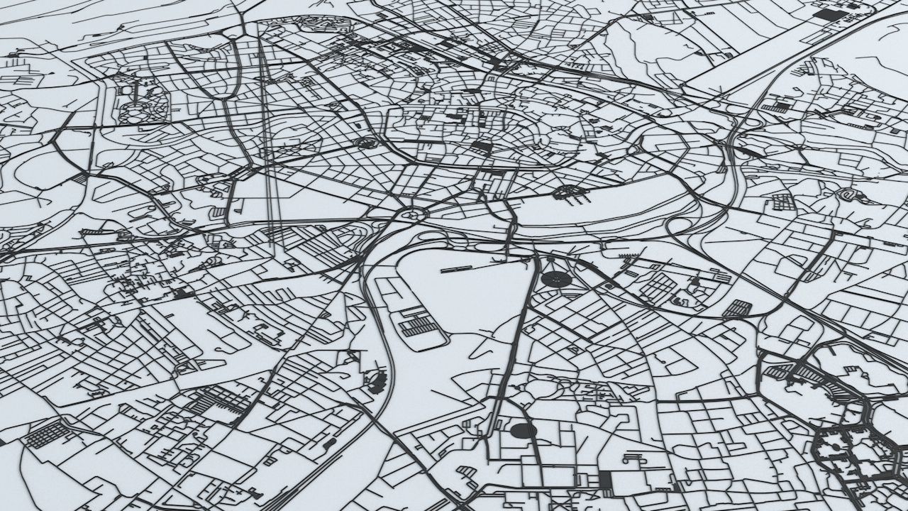 Strasbourg Road Network and Streets 3D model_3