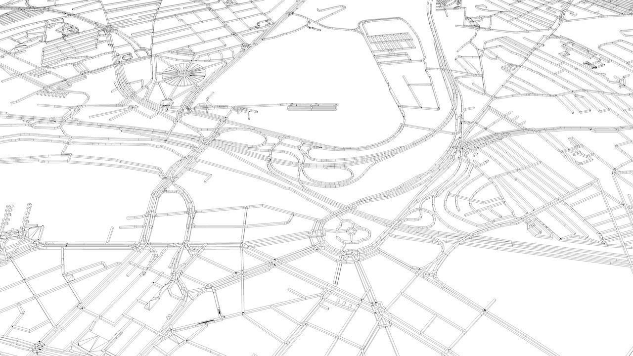 Strasbourg Road Network and Streets 3D model_11