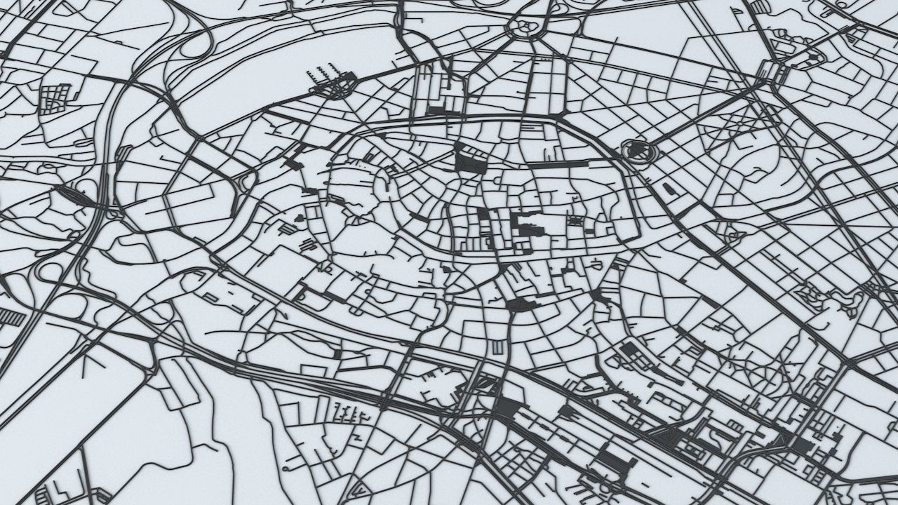 Strasbourg Road Network and Streets 3D model_5