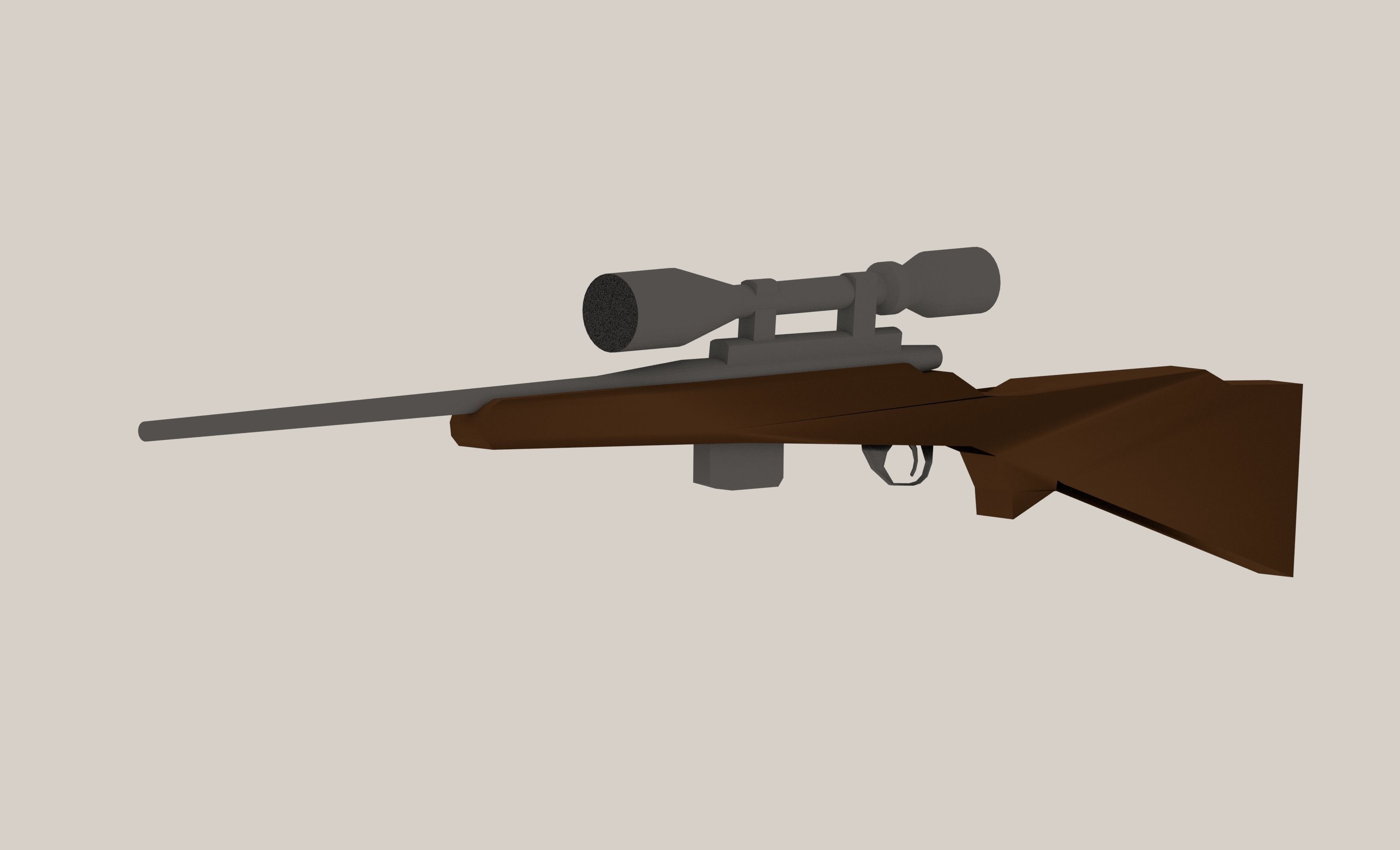 Low Poly Sniper rifle Free low-poly 3D model_0